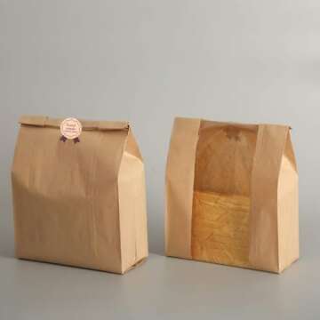 Kraft Paper Bread Loaf Bag with Clear Window - 30 Pack