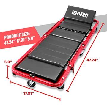 DNA MOTORING TOOLS-00193 48" 2 IN 1 Folding Rolling Garage Shop Creeper Roller Seat, 7 Pcs 2" Caster...