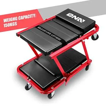 DNA MOTORING TOOLS-00193 48" 2 IN 1 Folding Rolling Garage Shop Creeper Roller Seat, 7 Pcs 2" Casters, 350 Lbs Weight Capacity, Gray