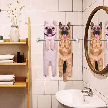 Funny French Bulldog Hand Towels for Bathroom Kitchen - Cute Decor Dog Mom Dad Gifts Decorative Hanging Washcloths Face Towels Absorbent Soft-Valentines Mothers Day Housewarming Gift for Dog Lovers