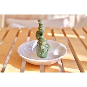 PUDDING CABIN Cactus Christmas Gifts for Women Cactus Ring Holder Dish Birthday Gifts for Women Girls Friends, Cactus Decor for Bathroom Nighstand, Wedding Valentine's Day Xmas Gifts Mothers Day Gifs