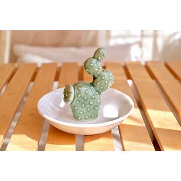 PUDDING CABIN Cactus Christmas Gifts for Women Cactus Ring Holder Dish Birthday Gifts for Women Girls Friends, Cactus Decor for Bathroom Nighstand, Wedding Valentine's Day Xmas Gifts Mothers Day Gifs