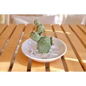 PUDDING CABIN Cactus Christmas Gifts for Women Cactus Ring Holder Dish Birthday Gifts for Women Girls Friends, Cactus Decor for Bathroom Nighstand, Wedding Valentine's Day Xmas Gifts Mothers Day Gifs