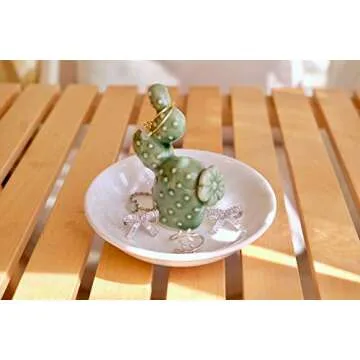 PUDDING CABIN Cactus Christmas Gifts for Women Cactus Ring Holder Dish Birthday Gifts for Women Girls Friends, Cactus Decor for Bathroom Nighstand, Wedding Valentine's Day Xmas Gifts Mothers Day Gifs