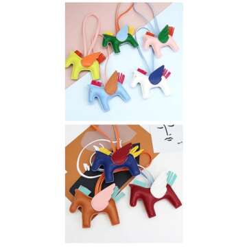 HOHOPEACH Vegan Leather Bag Charms Purse Charms for Handbags Preppy Stuff Designer Cute Keychains for Women Car Accessories (Baolan,One Size)