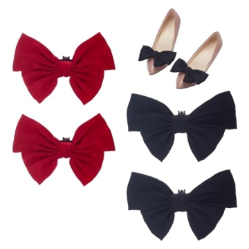 Elegant Satin Bow Shoe Clips for Women - 4 Pcs Set