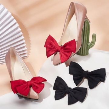 Elegant Satin Bow Shoe Clips for Women - 4 Pcs Set