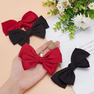 Elegant Satin Bow Shoe Clips for Women - 4 Pcs Set