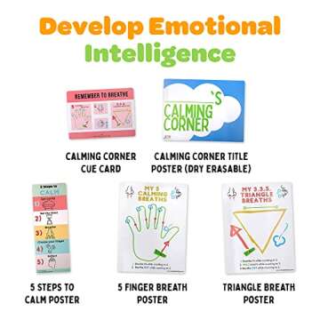 Gifts Of Joy - PreK to 5th Calm Corner Kit Visuals, Dry Erase Board, Feelings Poster, Breathing Guide, Calm Down Corner Supplies Poster Kit, Cool Down Corner for Classroom & Home
