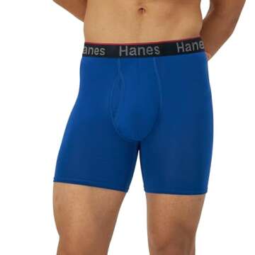 Hanes Total Support Pouch Men's Boxer Briefs Pack, Anti-Chafing, Moisture-Wicking Underwear, Odor Co...