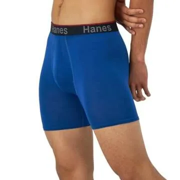 Hanes Total Support Pouch Men's Boxer Briefs Pack, Anti-Chafing, Moisture-Wicking Underwear, Odor Control (Reg or Long Leg)