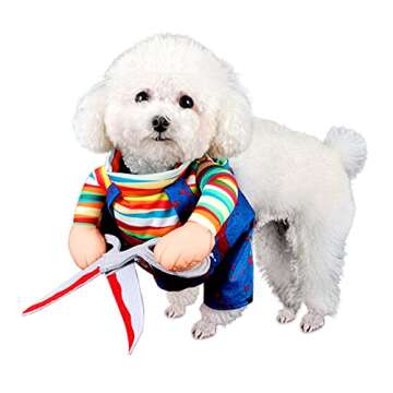 DELIFUR Halloween Scissors Style Doll Dog Costume for Cat Puppy and Medium Size Dog, Pet Adjustable ...