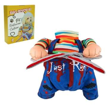 DELIFUR Halloween Scissors Style Doll Dog Costume for Cat Puppy and Medium Size Dog, Pet Adjustable Doll Funny Special Clothes Cosplay Party Pet Clothes Christmas Costume (Blue, Medium)