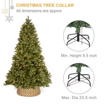 SUNNYPARK Christmas Tree Collar, 23.5’’ Hand-Woven Water Hyacinth and Grass Christmas Tree Collar Basket Base Cover