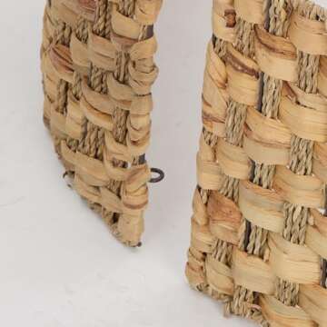 SUNNYPARK Christmas Tree Collar, 23.5’’ Hand-Woven Water Hyacinth and Grass Christmas Tree Collar Basket Base Cover