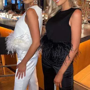 Women Y2K Feather Crop Tank Top Sleeveless Faux Fur Trim Rave Camisole Shirt Blouse Tops for Festival Club Party Black