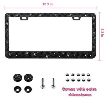 Bling License Plate Frame for Women, 1PCS Sparkly License Plate Frames| Over 1200 pcs 14 Facets Beda...