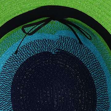 Trendy Apparel Shop UPF 50+ Colorful Mix Paper Poly Braid Wide Brim Sun Hat - Green