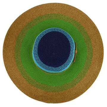 Trendy Apparel Shop UPF 50+ Colorful Mix Paper Poly Braid Wide Brim Sun Hat - Green