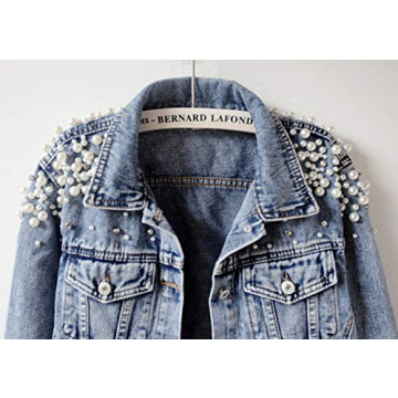 Stylish Custom Pearl-Beaded Denim Jacket for Women