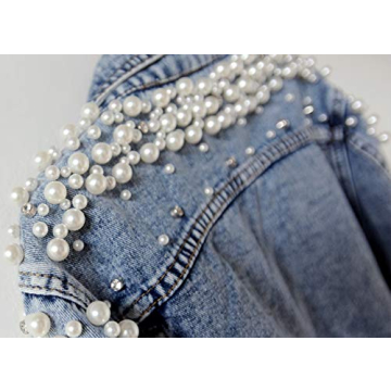 Stylish Custom Pearl-Beaded Denim Jacket for Women