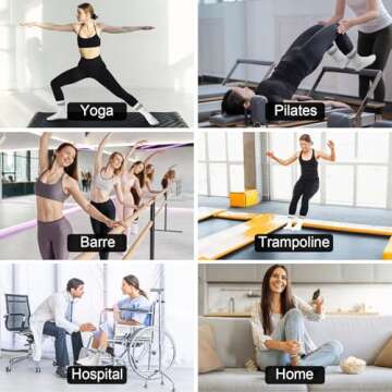 Toes Home Pilates Socks for Women with Grippers, Non Slip Yoga Crew Socks for Barre Hospital Exercise Workout Sticky Athletic Slipper Socks 4 Pairs White