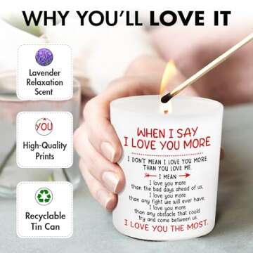 Valentines Day Gifts for Him, Her - Anniversary Couple, Valentines Gifts, Romantic Gifts for Husband, Wife, Men, Women, Boyfriend, Girlfriend, Love Candle - Lemongrass Valentines Candles 10 Oz