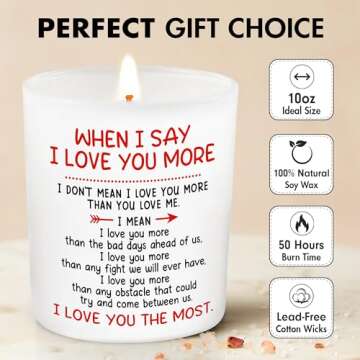 Valentines Day Gifts for Him, Her - Anniversary Couple, Valentines Gifts, Romantic Gifts for Husband, Wife, Men, Women, Boyfriend, Girlfriend, Love Candle - Lemongrass Valentines Candles 10 Oz