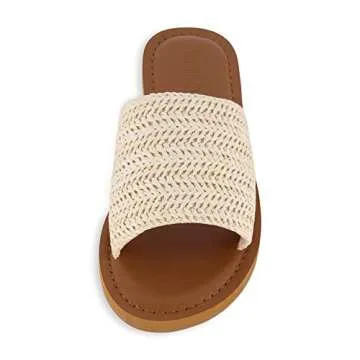 CUSHIONAIRE Women's Carly slide Sandal with Comfort Foam, Raffia 11