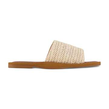 CUSHIONAIRE Women's Carly slide Sandal with Comfort Foam, Raffia 11