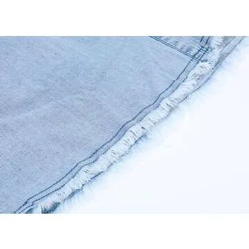 loveimgs Women's Oversized Distressed Denim Button Down Tunic Shirt Dress with Pockets (Medium,Light Blue)