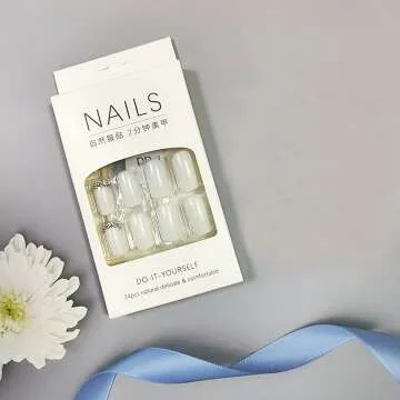 Glitter Press-On Square Nails with Rhinestones