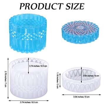 4 Pcs Resin Jar Mold Box Resin Mould Jewelry with Lid Trinket Storage Box Silicone Mould Round Conta...