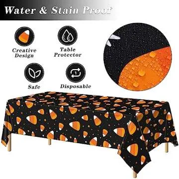durony 193 Pieces Halloween Candy Corn Party Supplies Tableware Set Halloween Trick or Treat Plates and Candy Corn Tablecloth Napkins Cups Plastic Knives Forks Spoons for Halloween Party, Serve 24