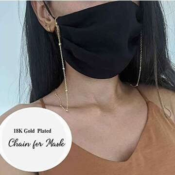 DayOfShe Mask Chain Lanyards - 18K Gold Plated Mask Holders for Women