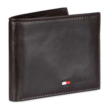 Tommy Hilfiger Men's Leather Wallet – Slim Bifold with 6 Credit Card Pockets and Removable Id Wind...