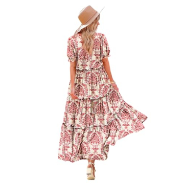 YESNO Summer Casual Bohemian Floral Dresses for Women