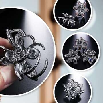 WSERE Set of 3 Mini Hair Jaw Clips Vintage Metal Rhinestone Claw Hair Clips for Women Girls, Non Slip Exquisite Claw Clip, Easy to Match - Good Tension - Not Easily Deformed