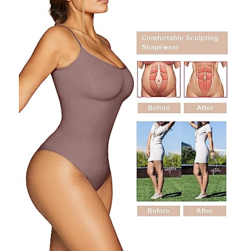 SHAPERX Women's Tummy Control Shapewear Bodysuit