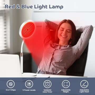 Red Light Therapy for Face and Body, Red and Blue Light Therapy Lamp with Base, 415nm Blue Light, 660nm Deep Red Light and 850nm Near-Infrared LED Light Therapy Device for Home Use