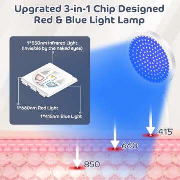 Red Light Therapy for Face and Body, Red and Blue Light Therapy Lamp with Base, 415nm Blue Light, 660nm Deep Red Light and 850nm Near-Infrared LED Light Therapy Device for Home Use