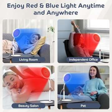 Red Light Therapy for Face and Body, Red and Blue Light Therapy Lamp with Base, 415nm Blue Light, 660nm Deep Red Light and 850nm Near-Infrared LED Light Therapy Device for Home Use