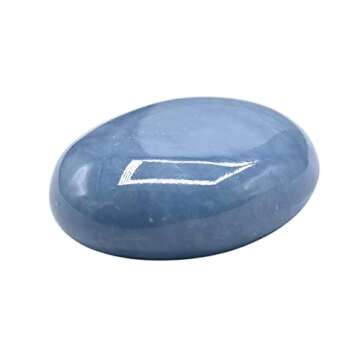 Angelite Crystals and Healing Stones - Large Palm Stone Crystals Piedra - Crystal for Good Luck, Bal...