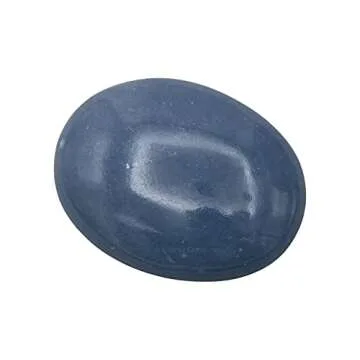 Angelite Crystals and Healing Stones - Large Palm Stone Crystals Piedra - Crystal for Good Luck, Balanced Positive Energy, Meditation - Unique Stocking Stuffers and Birthday Gifts for Women, Men