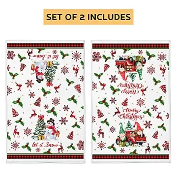 Christmas Kitchen Towels Set of 2 with Fun Holiday Designs