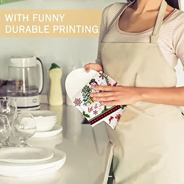 Christmas Kitchen Towels Set of 2 with Fun Holiday Designs