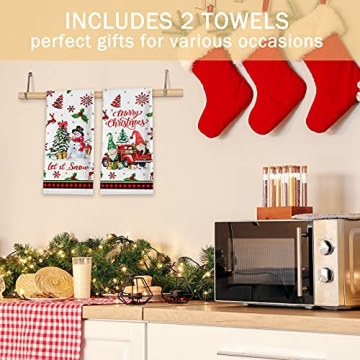 Christmas Kitchen Towels Set of 2 with Fun Holiday Designs