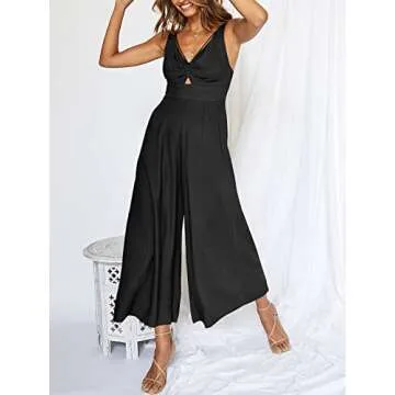 ANRABESS Women's Summer Wide Leg Linen Jumpsuits Dressy V Neck Sleeveless Casual Pants Rompers 2025 ...