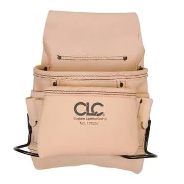 CLC Custom Leathercraft 178234 Carpenter's Nail and Tool Bag Reversed Top Grain, 8-Pocket , White
