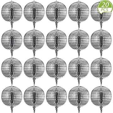 Gejoy 20 Pcs Disco Ball Balloons 22 Inch 4D Disco Balloons Large Laser Foil Metallic Mirror for Disc...